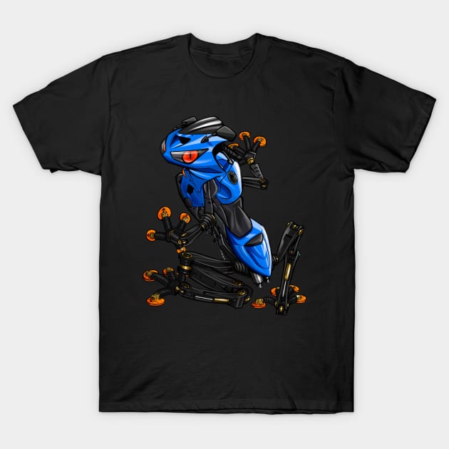 Kawasaki ZX6R Frog Blue T-Shirt by MOTORIND